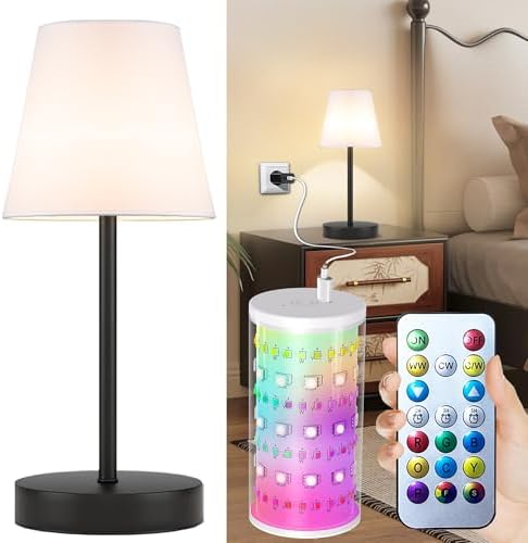 1 Pack Cordless Table Lamp Rechargeable, 10000 mAh Portable LED Battery Operated Lamp with Remote Control, 10 Colors Dimmable Touch Desk Light with Timer for Bedside Night Light Outdoor Patio Camping