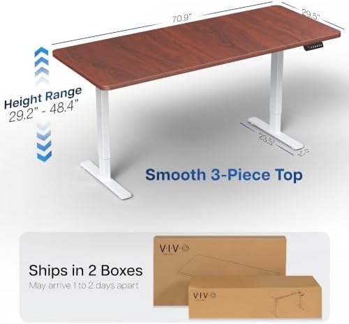 VIVO Dark Walnut 71 x 30 in Standing Desk, DESK-KIT-1W7D
