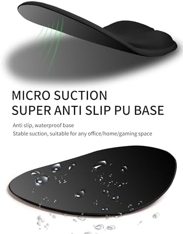 Palm-Rest and Wrist-Hugging Mouse Pad Wrist Rest, Ergonomic Wrist Support with Curve Fitting Cushioned Memory Foam for Carpal Tunnel Pain Relief, 9.9 x 8.3 Inch, Dark Night Black