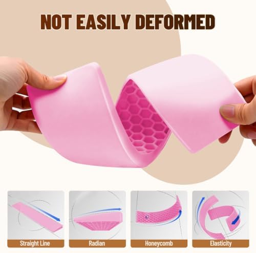 17 Inch Silicone Keyboard Wrist Rest, 0.59 Inch Thick Ergonomic Wrist Support for Full Size Mechanical & Membrane Keyboards, Honeycomb Non-Slip Pad for Office Gaming (Pink)
