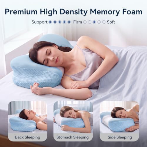 XIEEAOZEE Cervical Pillow for Neck and Shoulder Pain Relief, Blue