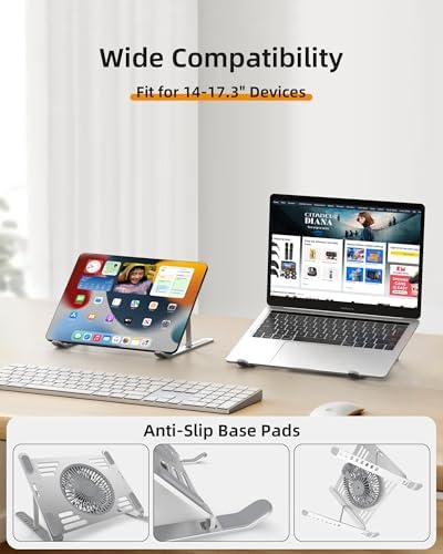 SHUWEI Foldable & Portable Laptop Cooling Stand for 17.3" Laptops,Silver