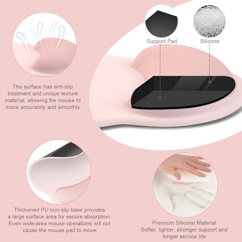 MOSISO Wrist Rest for Mouse Pad Set, Large Gaming Deskpad, Baby Pink