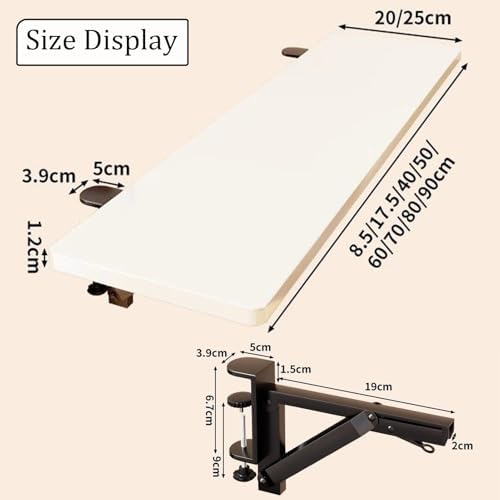 AWSAD Desk Extender Tray, Clamp-On Kitchen Table Extender Extension Baffle, Ergonomic Desk Extender, Countertop Gap Rack Suitable for Home Office Desktop Extension(100x25cm)