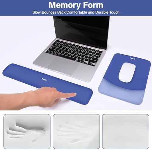 MOSISO Wrist Rest Support Mouse Pad & Keyboard Set, Royal Blue