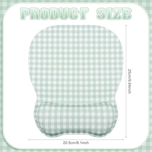 Sabary Green Gingham Mouse Pad with Wrist Rest Checkered Mouse Pad
