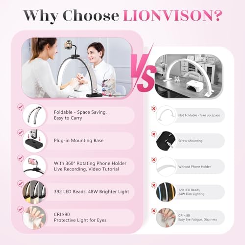 Half Moon Manicure Table Light: 31-inch Half Moon Light For Nail Desk