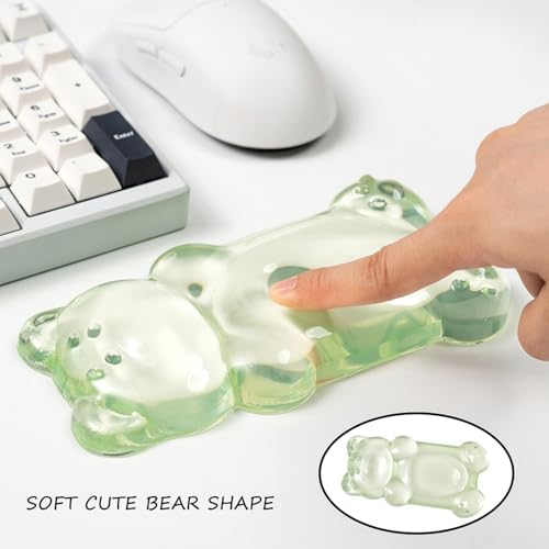 Ergonomic Gel Mouse Wrist Rest –Green Clear Cute Bear Mouse Wrist Rest