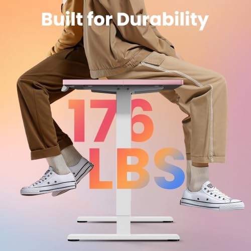 HUANUO 48x24 Inch Electric Standing Desk, Height Adjustable, Pink