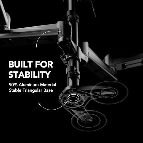 HUANUO Triple Monitor Mount for 17 to 32 inch Screens, Adjustment Gaming Triple Monitor Stand with Swivel, Tilt, Rotation, Clamp & Grommet Kit