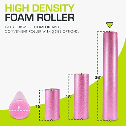 ProsourceFit High Density Foam Rollers 36 - inches long,Firm Full Body Athletic Massage Tool for Back Stretching, Yoga, Pilates, Post Workout Muscle Recuperation, Pink