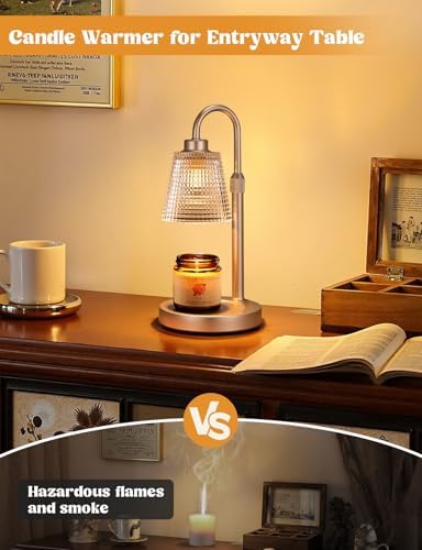 Champagne Gold Candle Warmer Lamp with Timer, Dimmable Candle Warmer for Home Decor, Height Adjustable Candle Lamp for Jar Candles, Birthday Gifts for Women Mom, House Warming Gifts New Home
