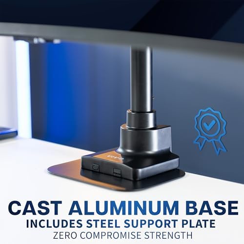 VIVO Dual Vertically Stacked Ultra-Wide Monitor Desk Mount for up to 57 inch Screens, Heavy Duty Adjustable Stand for 2 Ultrawides, 59.4 lbs Capacity, Black, STAND-V257R