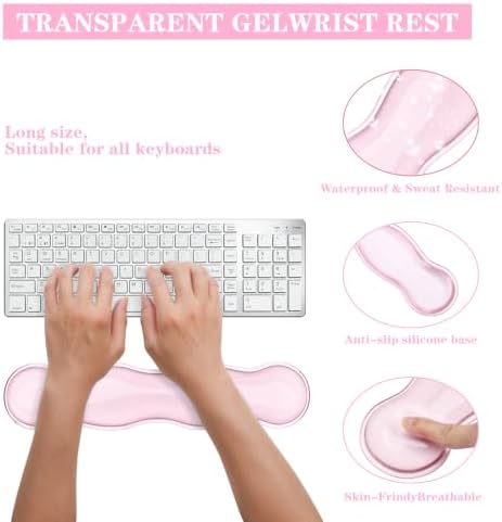 Gel Wrist Rest for Keyboard and Mouse Pad Set - Clear Pink