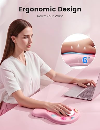 Meatanty Pink Ergonomic Mouse Pad with Wrist Rest Support, Comfortable Mousepads with Memory Foam,Non-Slip Base Wirst Rest Mouse Pad for Desk, Office Work, Home, Gift for Friends, Famliy, Dessert Pink