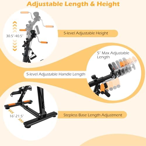 GYMAX Pedal Exerciser Bike Arm Leg Knee Physical Therapy Peddler, Adjustable Fitness Equipment Home Exercise Bike with LCD Monitor for Seniors Total Body Workout, Elderly Rehab