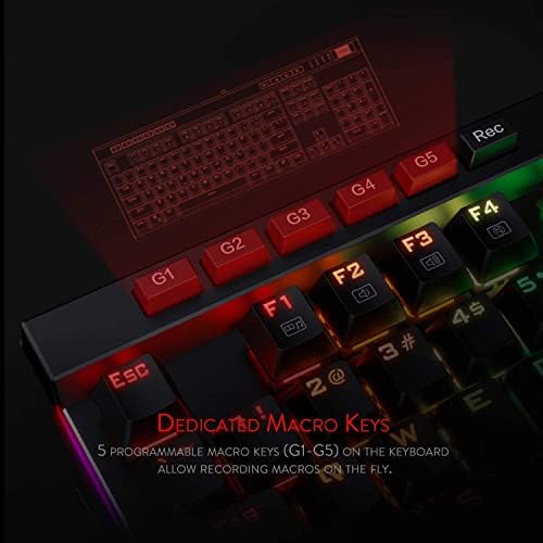 Redragon K580 Wired RGB Mechanical Gaming Keyboard, Macro Key & Media Wheel
