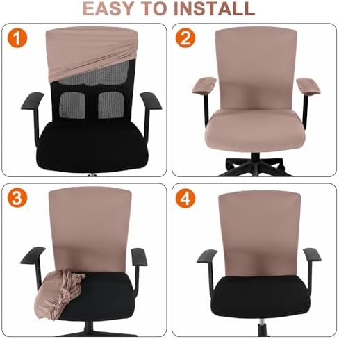 Tallew 4 Pcs Office Chair Covers Set Computer Universal Protective Stretchable Chair Seat Covers Desk Armrest Cover Slipcovers Pads Office Cushion Backrest for Rotating(Regular,Dusty Rose)