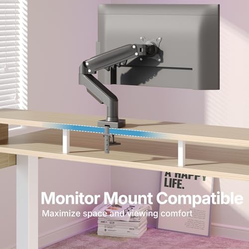 HUANUO 48″ x 26″ Electric Standing Desk with 2 Drawers &24.4″ Large Keyboard Tray, C-Clamp Mount Compatible, Adjustable Computer Desk for Office, Sit Stand Up Desk with 4 Height Presets, Light Walnut