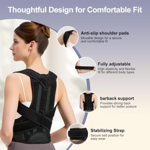 Posture Corrector for Men and Women, Adjustable Back Brace for Back, Neck and Shoulder Pain Relief, Back Support for Posture Improving Scoliosis, Hunchback, Hump, Thoracic, Spine Corrector (Medium)
