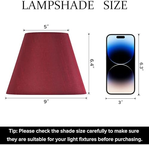 GO&SO Small Mini Lamp Shades Set of 2,5"×9"×6.4" Burgundy Bell Shade Replac