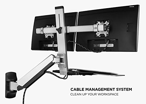 Mount-It! Wall Mounted Sit-Stand Dual Monitor Workstation, Gas Spring Arm