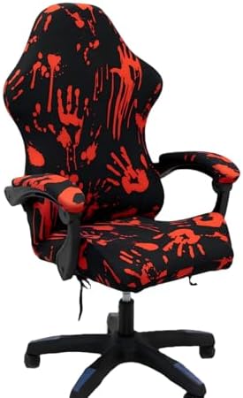 Gaming Chair Covers Slipcovers, Stretch Removable Washable Computer Reclining Gaming Chair Protector Slipcovers with Armrest Cover (No Chairs) (Halloween-bloodyprinting Black)