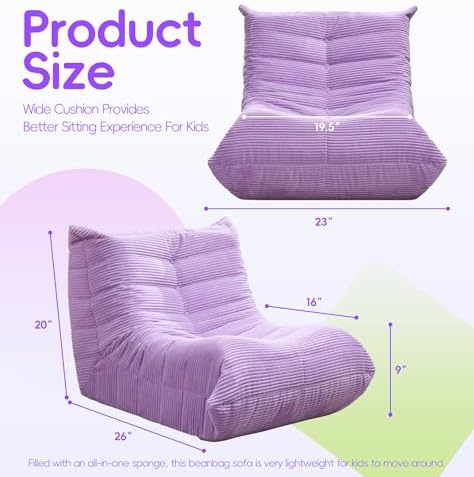 Hobestluk Small Bean Bag Chair Fireside Floor Chair BeanBag Couch Togo Sofa