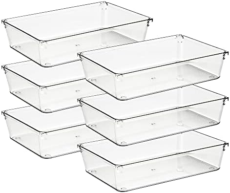 Ravinte 6 Pack Drawer Organizer, 6" x 9" Plastic Storage Bins