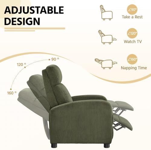 Yaheetech Recliner Chair with 3 Adjustable Angles Armchair Dark Green