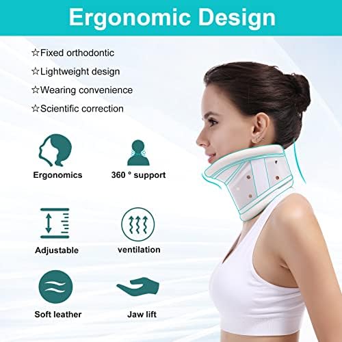 Upgrade Cervical Neck Brace Collar with Chin Support for Stiff Relief Cervical Collar Correct Neck Support Pain Bone Care Health(Upgrade Size S/M)