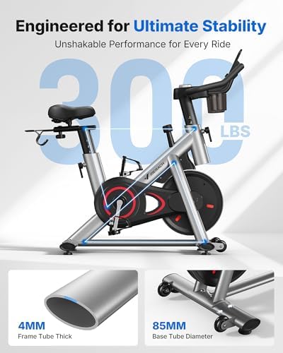 MERACH Exercise Bike, Magnetic Friction Stationary Bike for Home with APP