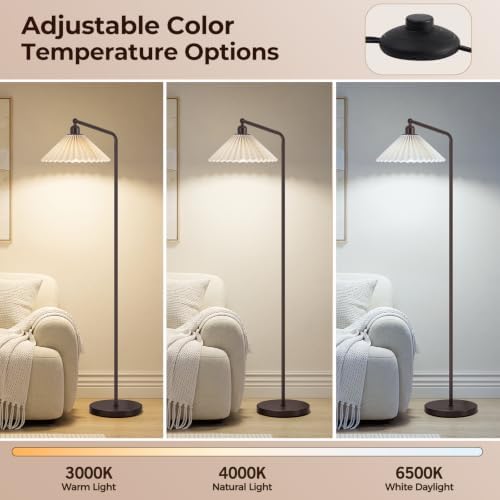 Floor Lamps for Living Room & Bedroom, 63" Modern Tall Standing Lamp, 3CCT