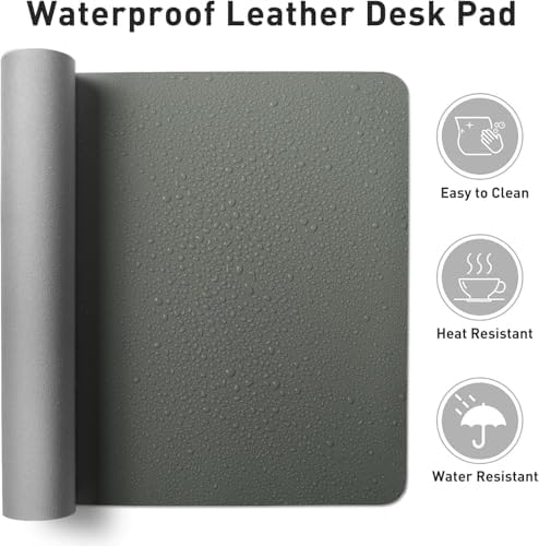 Bloss Leather Desk Pad Protector, Large Mouse Pad, Office Desk Mat, Non-Slip PU Leather Desk Blotter, Laptop Desk Pad, Waterproof Desk Writing Pad for Office and Home (Jungle Green, 31.5" x 15.7")