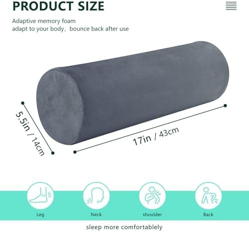 Decorative Bolster Pillow Neck Roll Pillows for Bed Round Pillows for Bed Round Cylinder Pillow Back Support Pillow Blue Grey Gradient