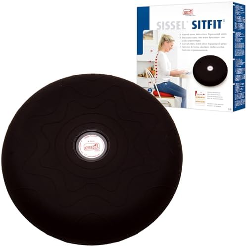 SISSEL SITFIT 33 cm Black | Active Sitting & Training | Strengthens Back & Pelvic Floor Muscles | Versatile Uses: Legs & Veins | Adjustable Pressure | Includes Exercise Poster