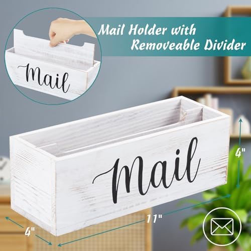 DRASTAR Mail Organizer Countertop, Mail Holder Wall Mount, Retro White Mail Sorter Organizer, Envelope Holder for Home Office