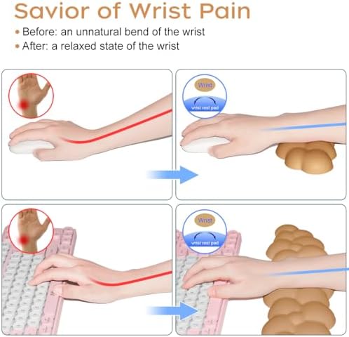 JIKIOU Upgrade Leather Cloud Wrist Rest for Keyboard and Mouse & Cup Pad