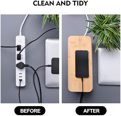 Naeety 2Pack Cable Management Box,Wooden Style Cord Organizer Cord Hide Box