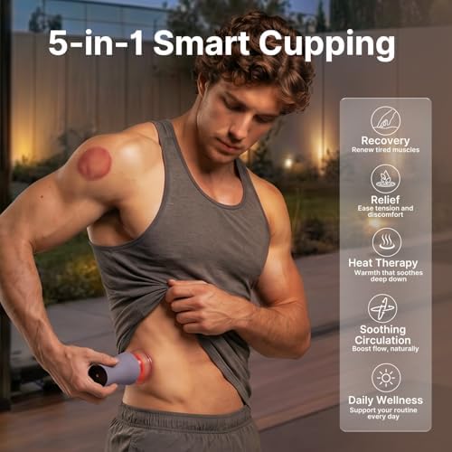 ZDEER Cupping Set, Electric Cupping Kit for Massage Therapy, Lymphatic Drainage Massager with Heat, 6 Levels for Muscle Relaxation, 4 Cups + 2 * 10ml Essential Oil