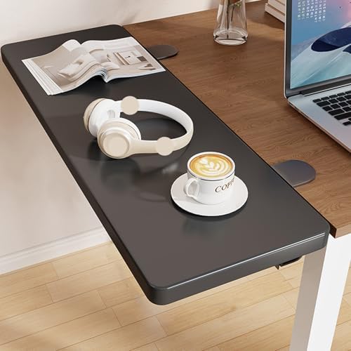 Black,60 * 20,Desk Extender Tray, 27.5" x 7.8" Clamp On Desk Shelf, Desk Extension with Rounded-Edge, Table Desk Arm Rest, Clamp On Keyboard Tray for Office and Home, Workstation Organizer