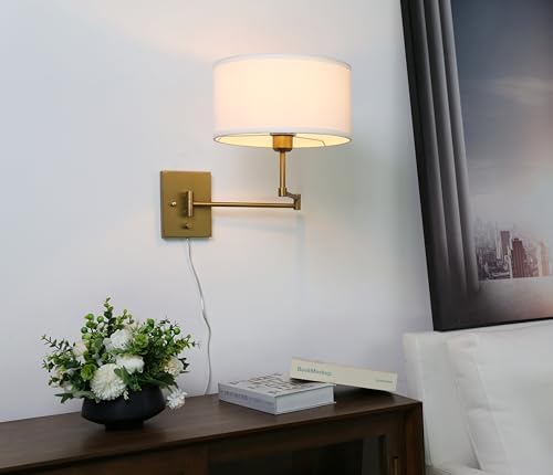 Vintage White Textile Fabric Plug-in Cord Sconce Wall Lighting