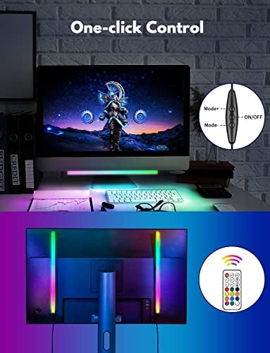 Under Monitor RGB Light Bar, LED Light for Desk Gaming Setup, USB Powered Keyboard Light, 12 Inch 5V, 353 Color Change Modes, Wireless Remote, LED Ambient Lights for Room Decor, Desk Setup, PC