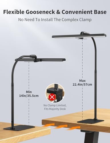 Kary LED Desk Lamp, Flexible Gooseneck Task Light with Base and Timer