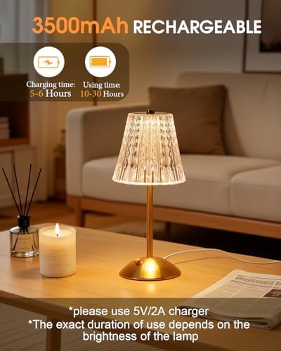 Cordless Touch Table Lamp, Classic Edition Rechargeable Small Desk Lamp