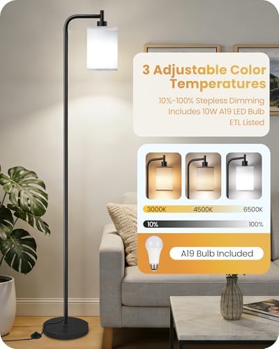 Dimmable Floor Lamp for Living Room with Remote & 10W Bulb