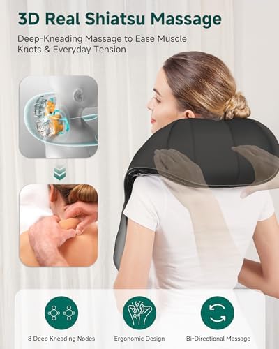 Snailax Shiatsu Neck Massager with Heat, Shoulder & Back Massager for Pain