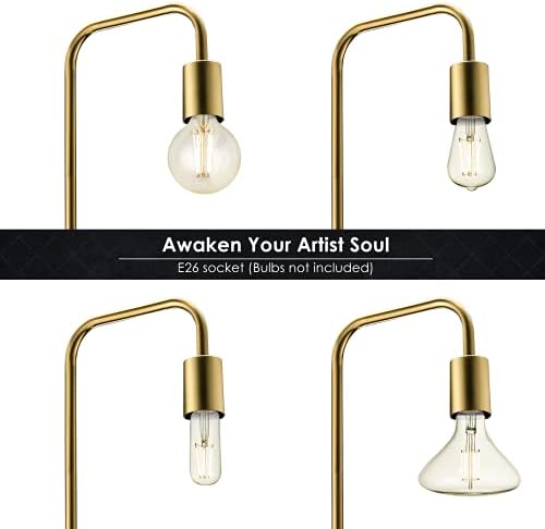 BoostArea Industrial Gold Standing Lamp, 63 Inch, E26 Socket, On/Off Footswitch, ETL Listed, Modern for Bedroom, Living Room, Minimalist, Vintage, Mid-Century, Boho, Metal