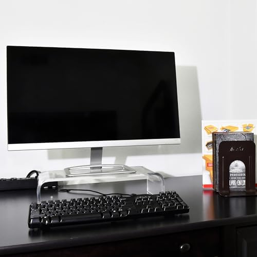 AMT Premium Acrylic Monitor Stand, Clear, Monitor Riser for Laptop/PC/Multimedia Monitor/Printer Stand for Home Office (Small - 2 Pack)