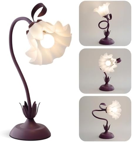 WERFOP Flower Table Lamp Cute Desk Lamp for Bedroom Home Decor (Purple)